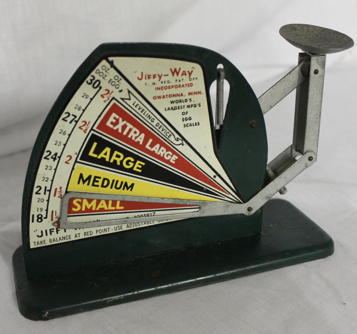 antique egg grading scale - Oz Ol Doz. Egg 3012 294 28 272 26 25 JiffyWay La Rig Fat Off Incorporated Owatonna, Minn World'S Largest Mfg'S of 100 Scales Leveling Device Extra Large Large 24 2 Medium 23 224 2HI 20 Small 194 181 Jiffy asse17 Take Balance At